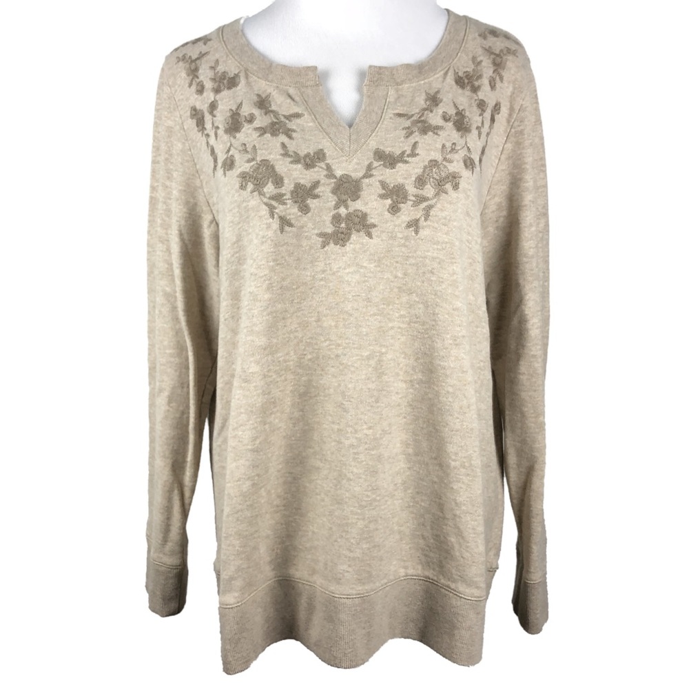 J Jill Large Woman’s Sweatshirt Sweater Tan